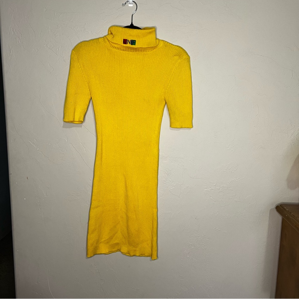 UNIF Vibrant Yellow Ribbed‎ Knit Fitted Mini Dress - Picture 4 of 10